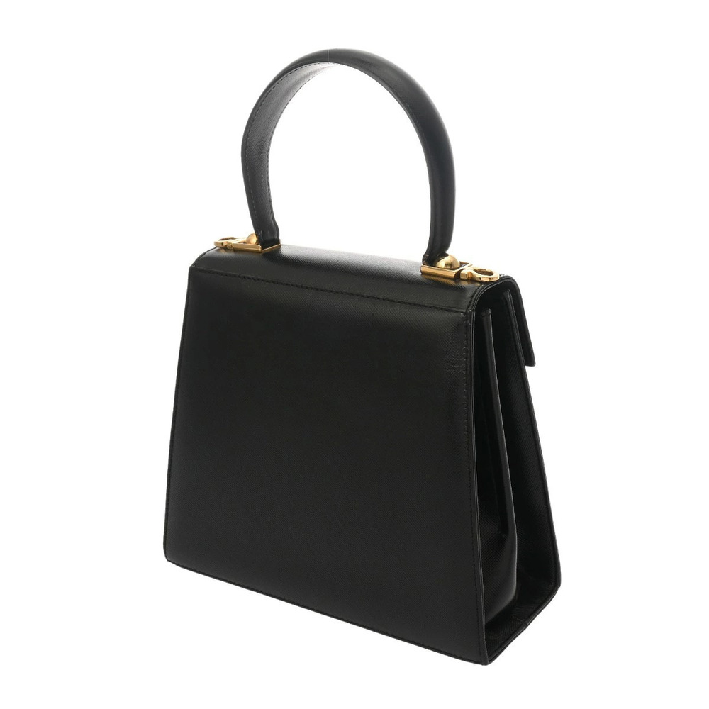 Salvatore Ferragamo Black Leather Handbag Kelly Gancini Black